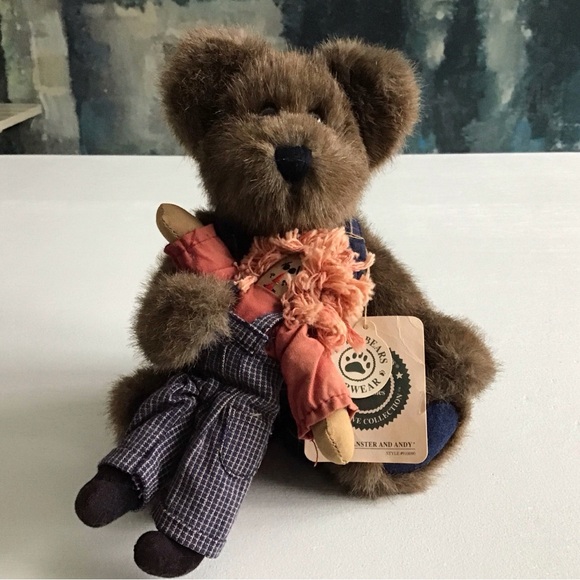 Adorable Boyds Bears Simon Beanster And Andy - Brown Plush Teddy with His Doll - Picture 13 of 13